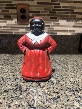 RARE Vintage-Style Red Cast Iron  bank Figurine